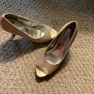 David’s Bridal Rochelle Sparkly Gold Heels